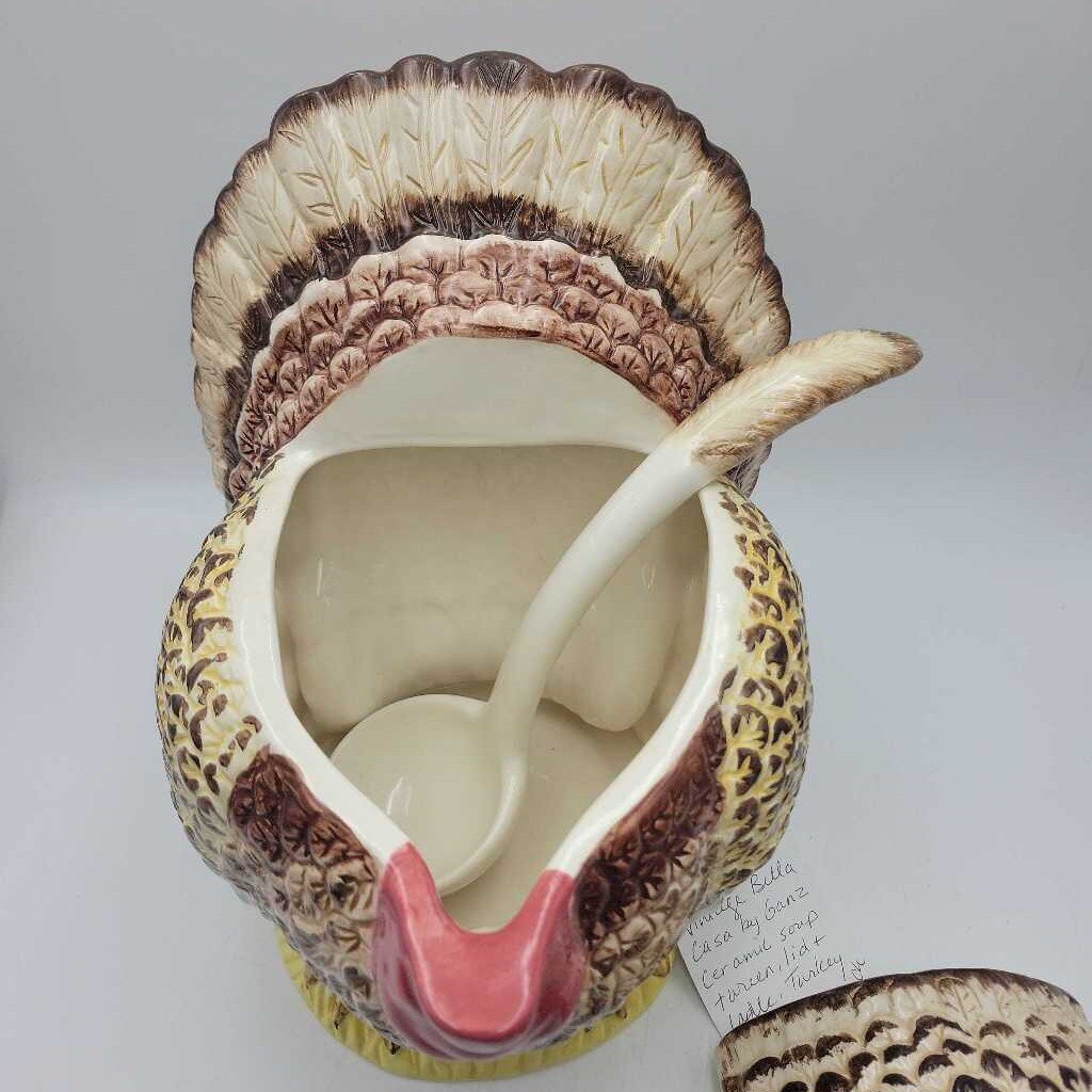 vintage Bella Casa By Ganz Ceramic Turkey Soup Tureen and lid and Ladle (CAT) B844
