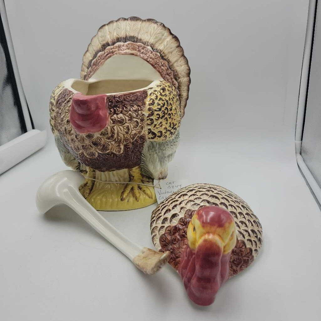 vintage Bella Casa By Ganz Ceramic Turkey Soup Tureen and lid and Ladle (CAT) B844