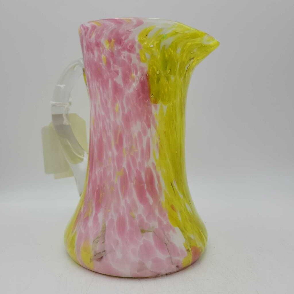 Antique end of day Art Glass Vase Pitcher (JH49) As Is 2 lip chips
