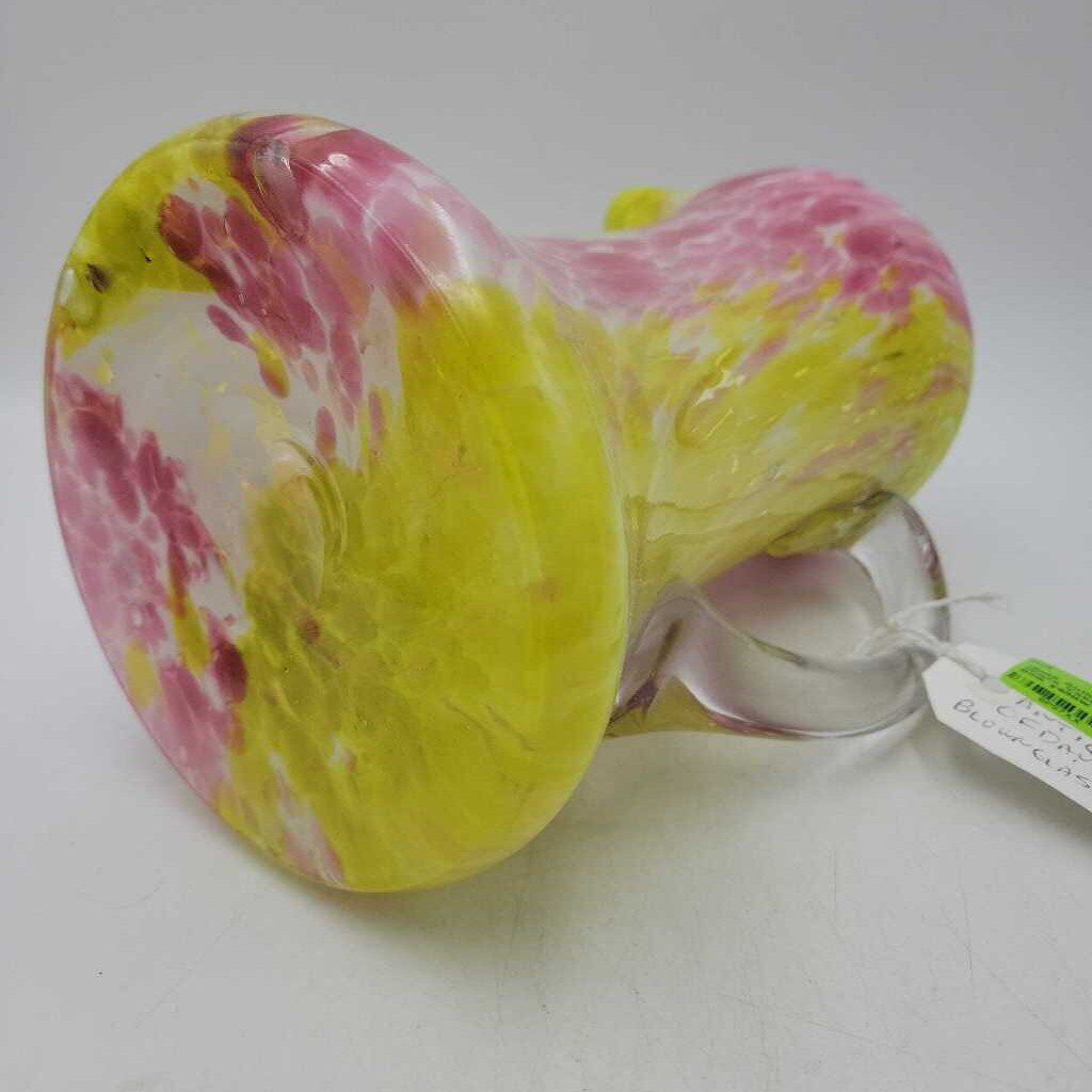 Antique end of day Art Glass Vase Pitcher (JH49) As Is 2 lip chips