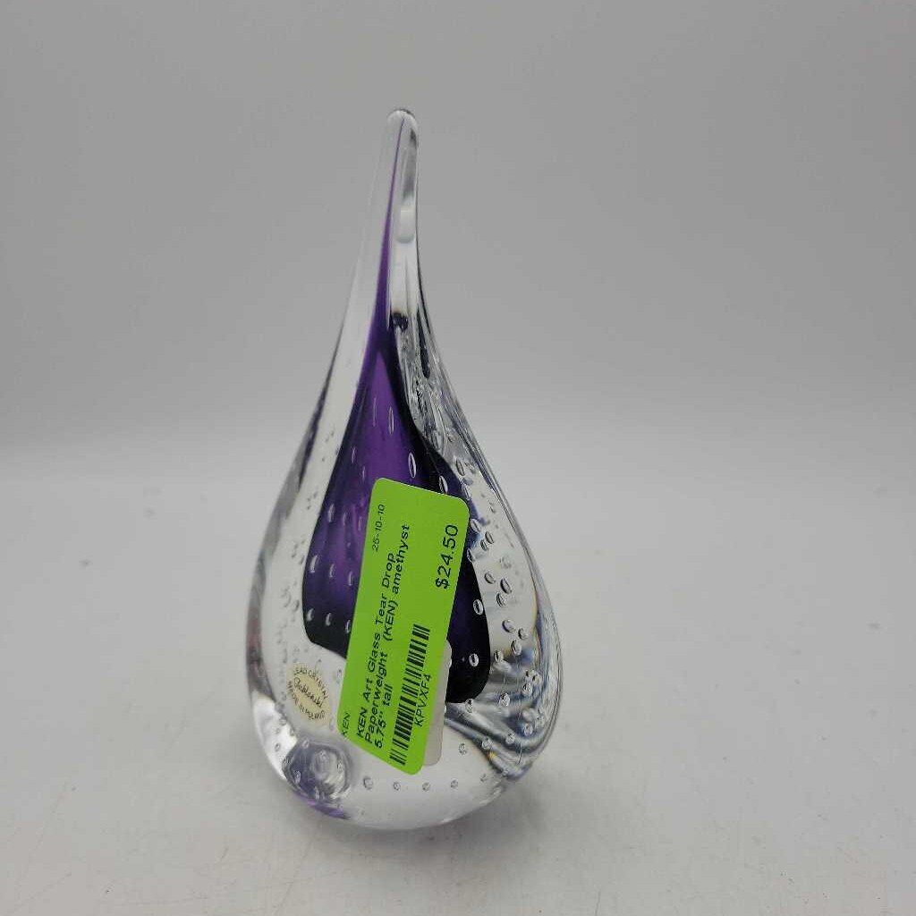 Art Glass Tear Drop Paperweight (KEN)