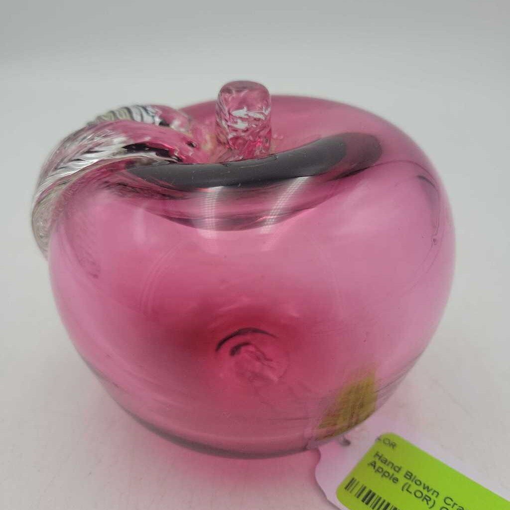 Hand Blown Cranberry Glass Apple (LOR)