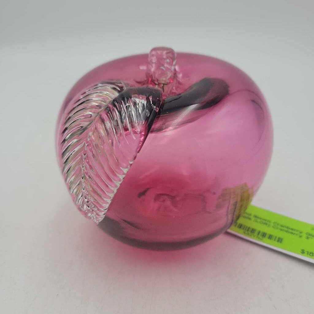 Hand Blown Cranberry Glass Apple (LOR)