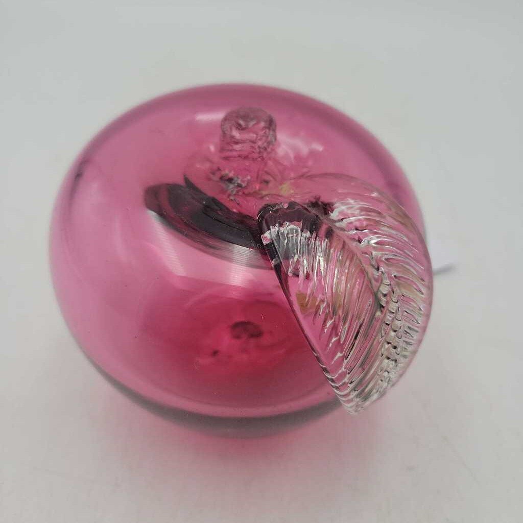 Hand Blown Cranberry Glass Apple (LOR)