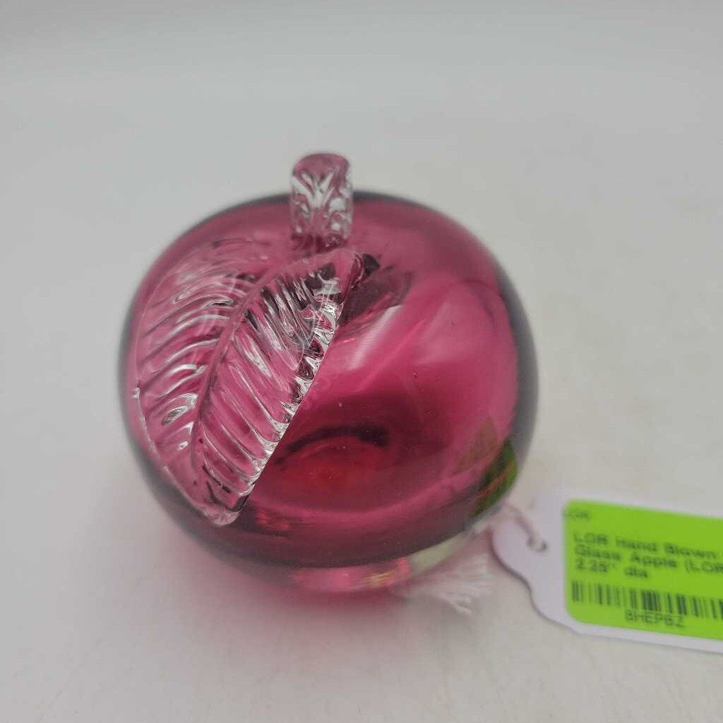 Hand Blown Cranberry Glass Apple (LOR)
