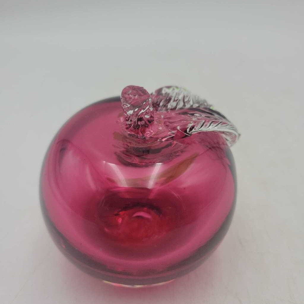Hand Blown Cranberry Glass Apple (LOR)