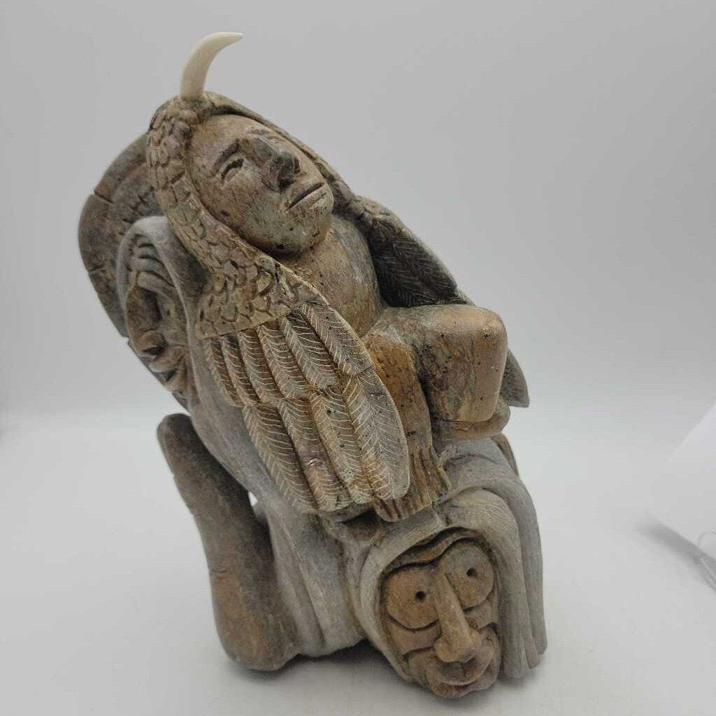 Six Nations Soapstone carving Signed Cleveland Sandy (DS)