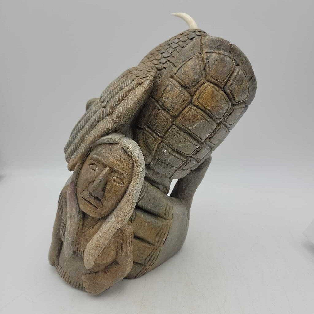 Six Nations Soapstone carving Signed Cleveland Sandy (DS)
