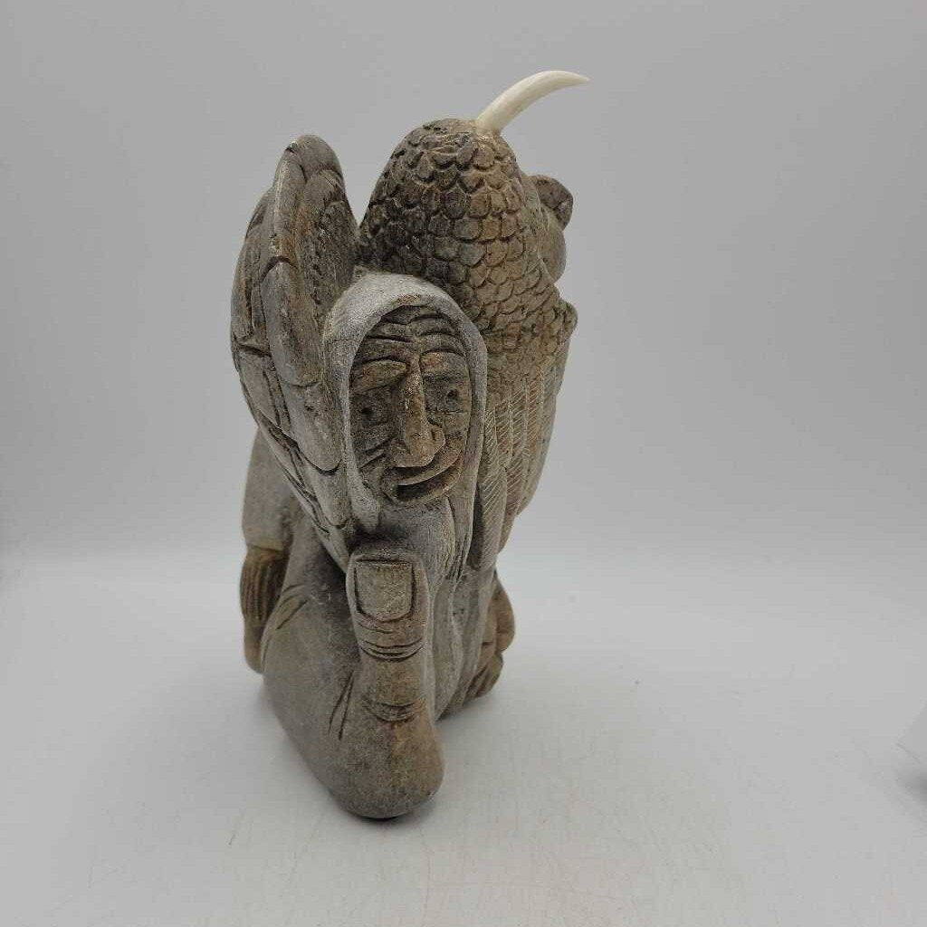 Six Nations Soapstone carving Signed Cleveland Sandy (DS)