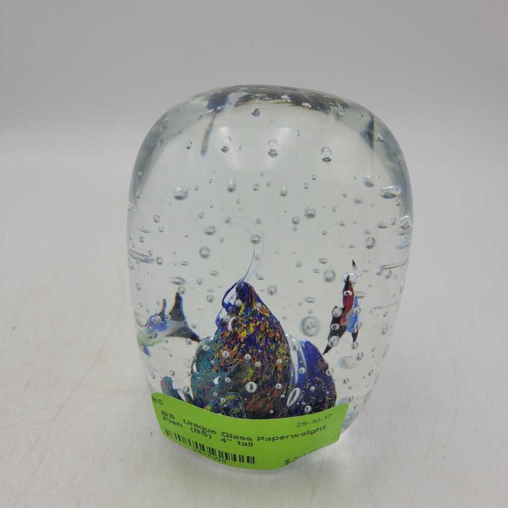 Unique Glass Paperweight Fish (BS)