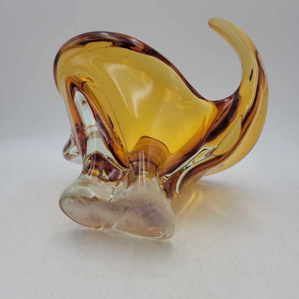 Amber Art Glass ashtray Dish (LIND)