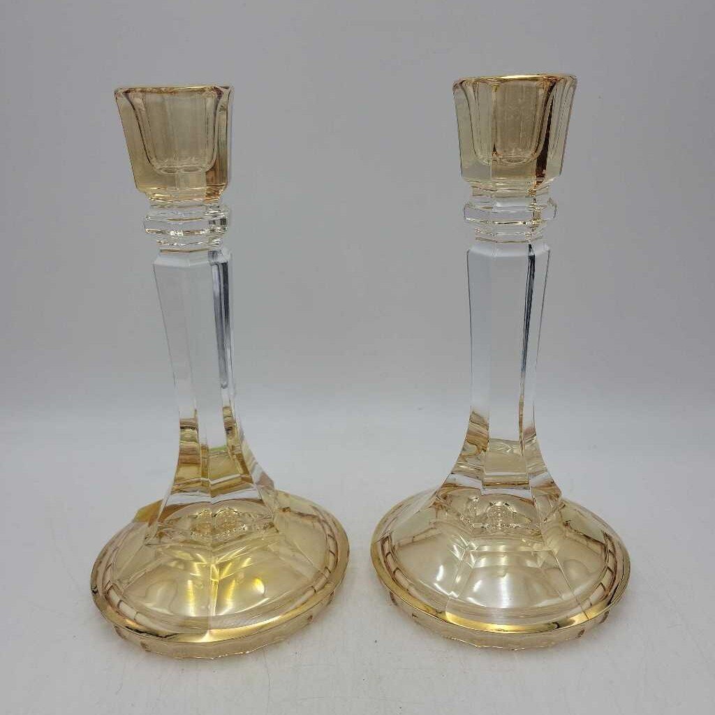 Pr. of Gold Crystal Candlesticks (COL #2273)