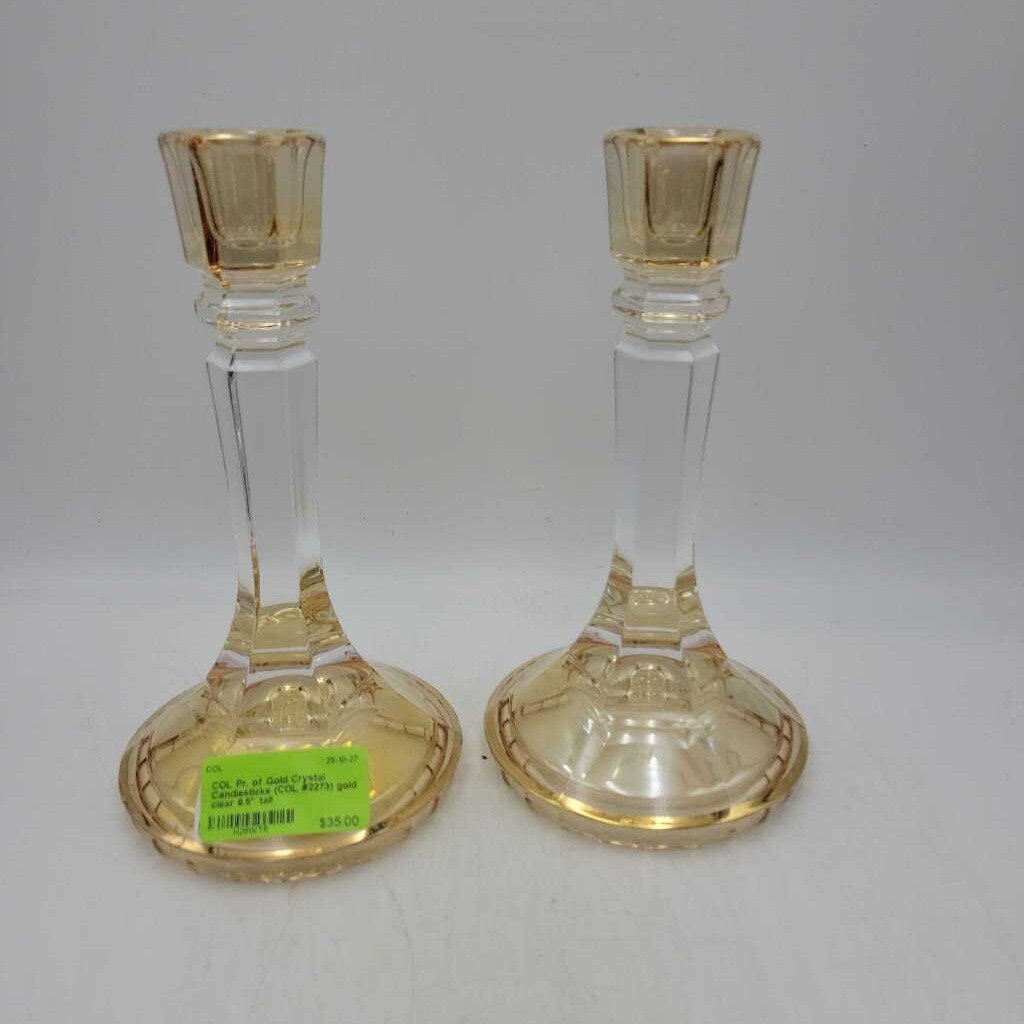 Pr. of Gold Crystal Candlesticks (COL #2273)