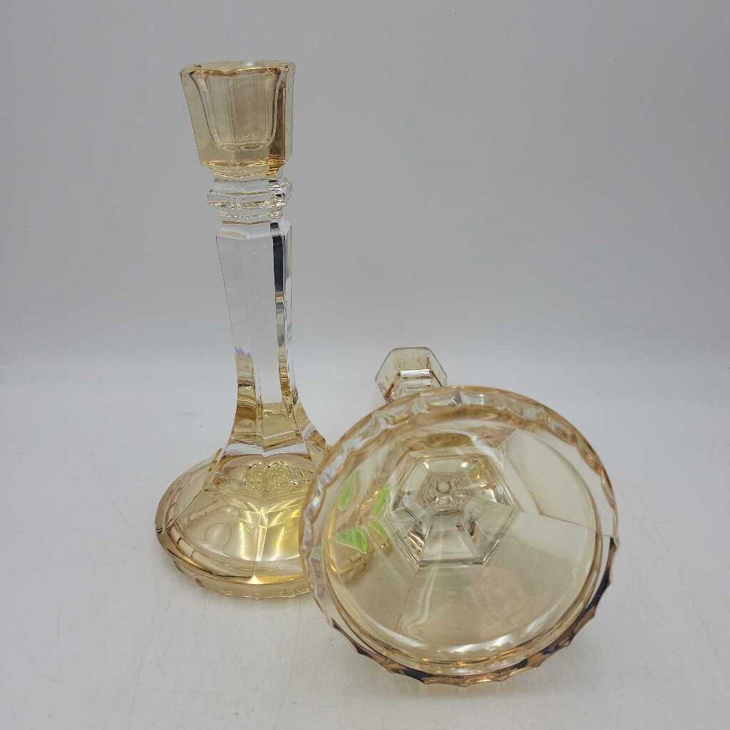 Pr. of Gold Crystal Candlesticks (COL #2273)
