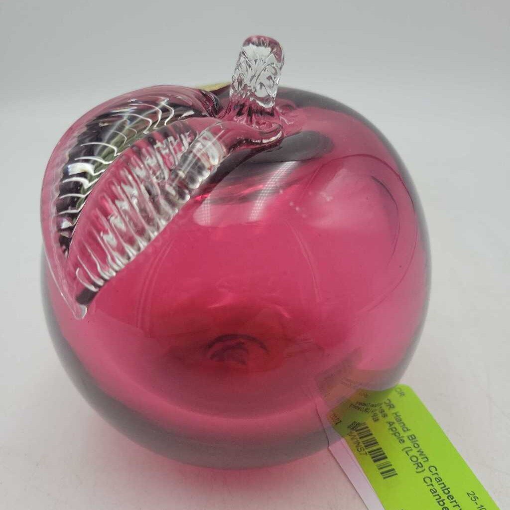 Hand Blown Cranberry Glass Apple (LOR)