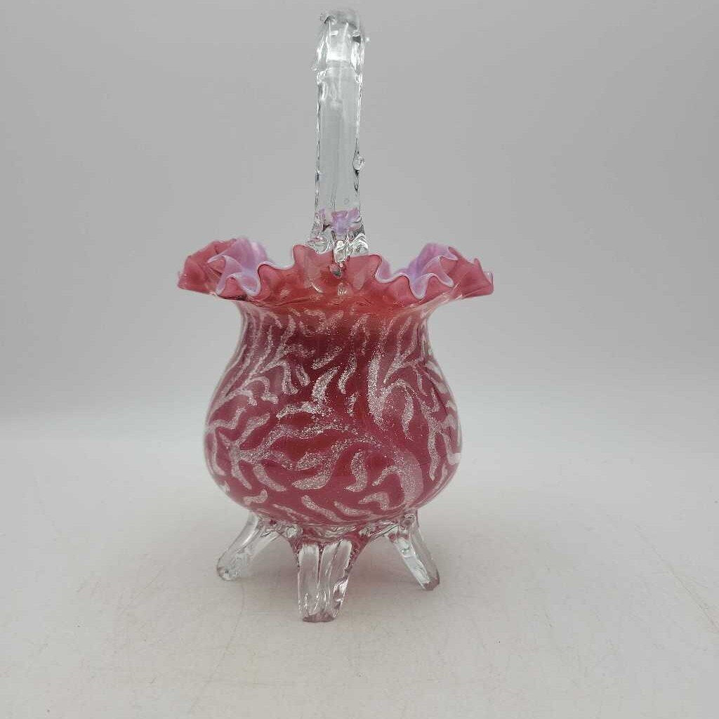 Footed Glass basket as is Chip on foot (LIND)