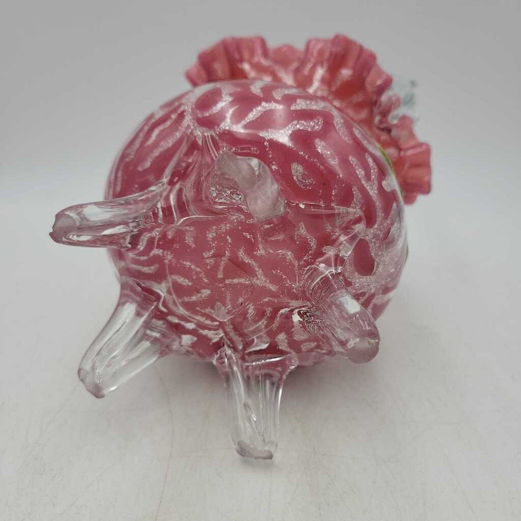 Footed Glass basket as is Chip on foot (LIND)