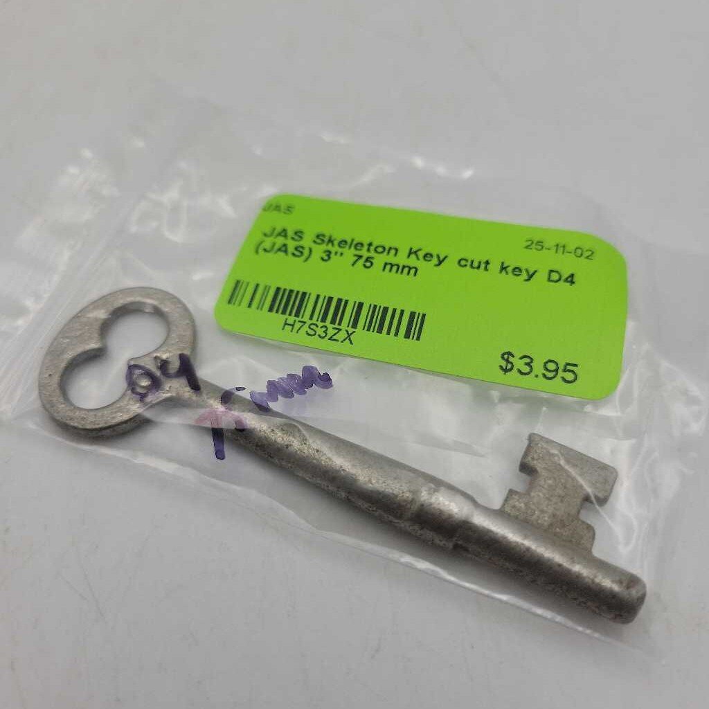 Skeleton Key cut key D4 (JAS) 3"