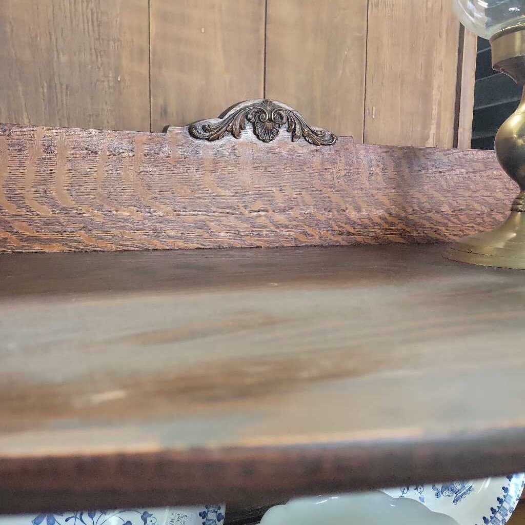 Antique Oak Curved Glass Cabinet (YVO) (511)