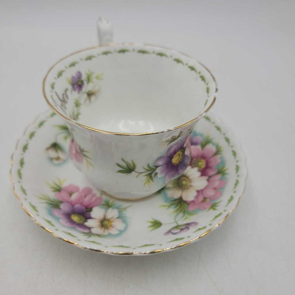 Royal albert Cup and saucer October Cosmos (DEB)