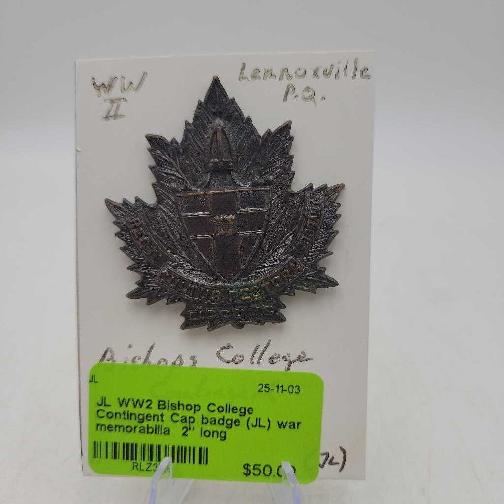 WW2 Bishop College Contingent Cap badge (JL) war memorabilia