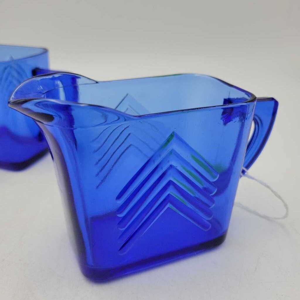 Cobalt Blue Cream/Sugar Depression glass (NS) #593
