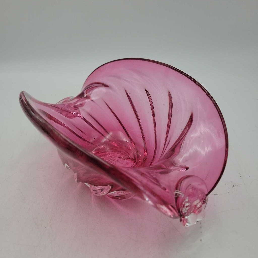 Cranberry art glass dish (MARR)