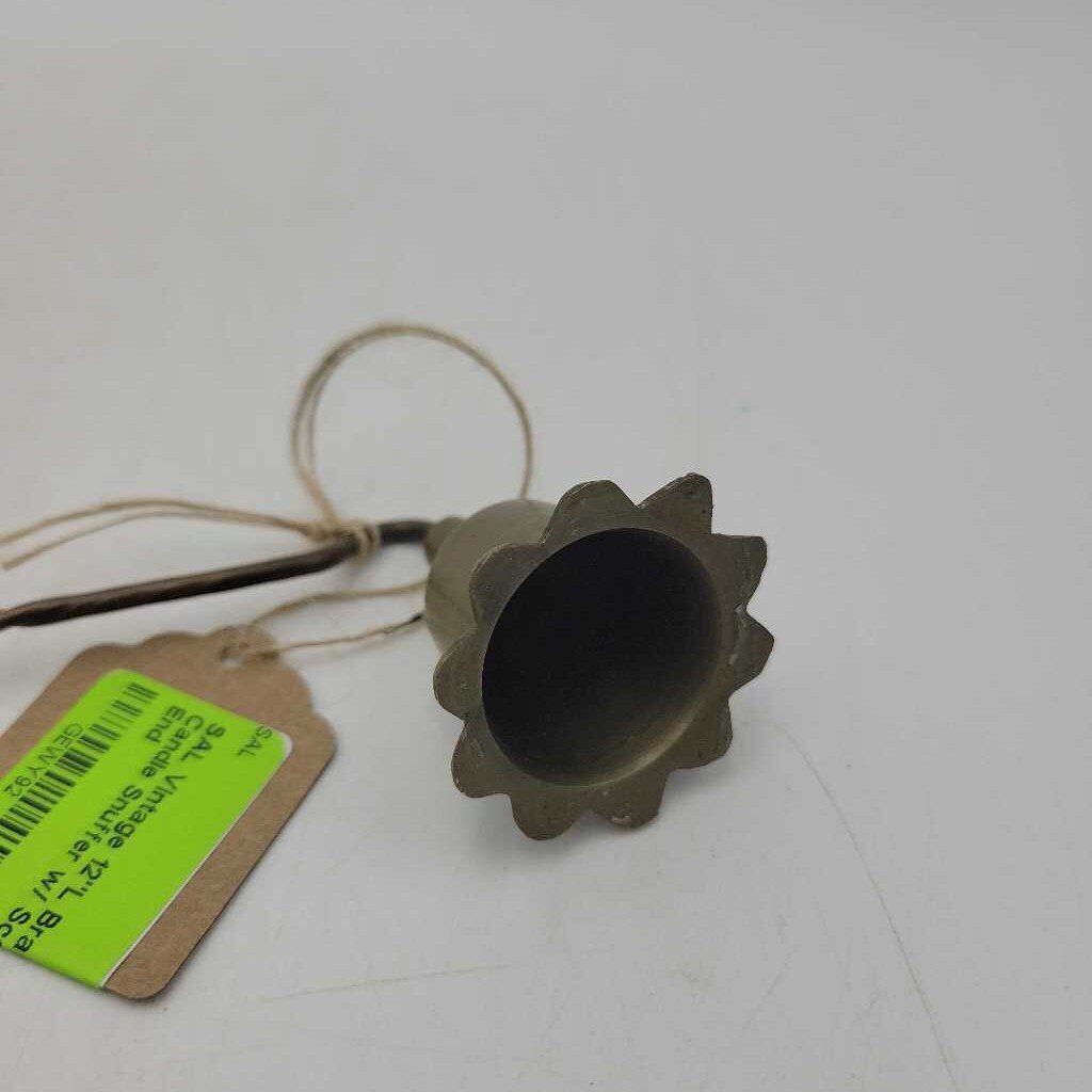 Vintage 12"L Brass Candle Snuffer w/ Scalloped End