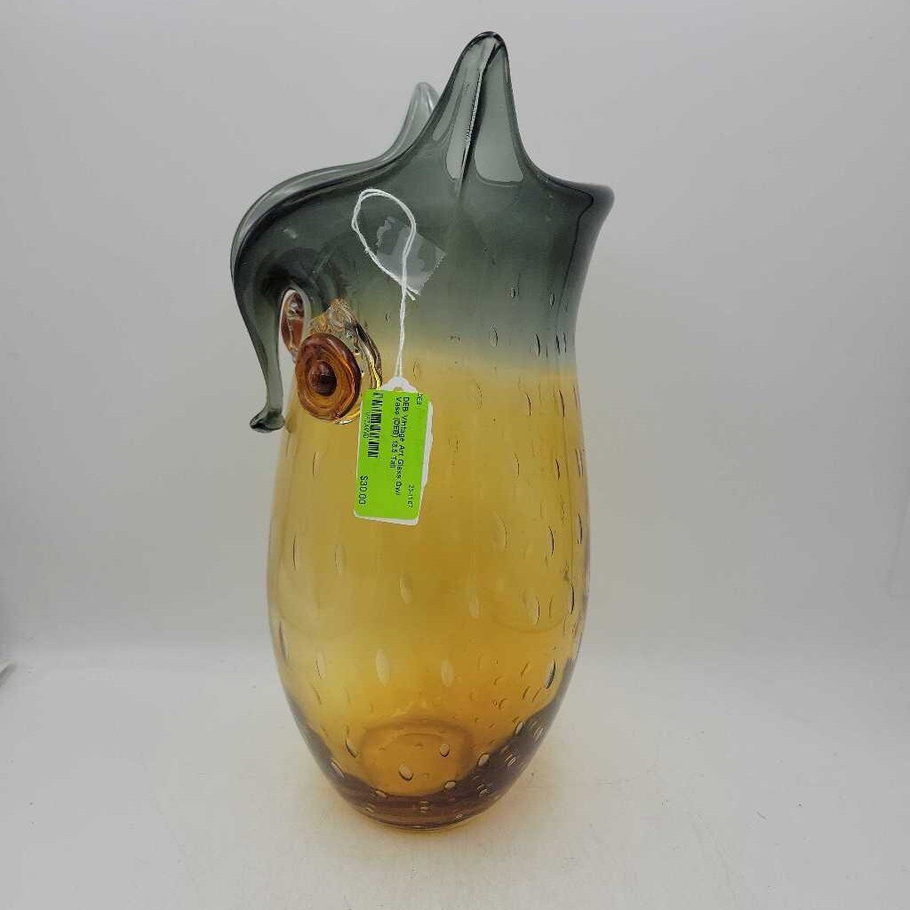 Vintage Art Glass Owl Vase (DEB)