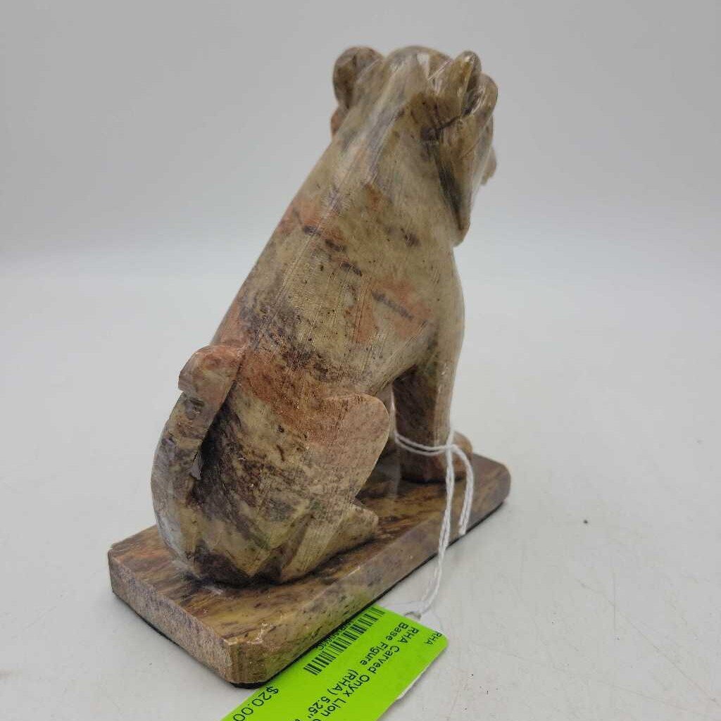 Carved Onyx Lion On Base Figure (RHA)