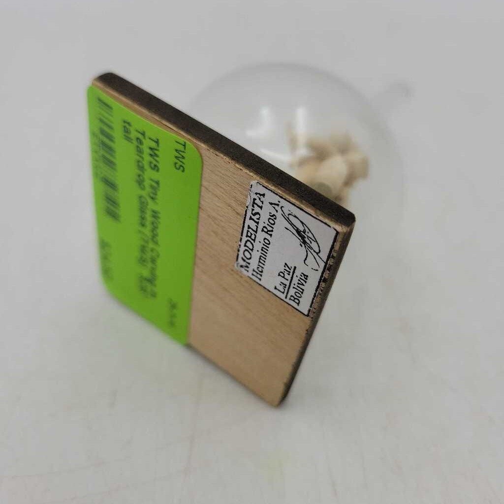 Tiny Wood Carving in Teardrop Glass (TWS)