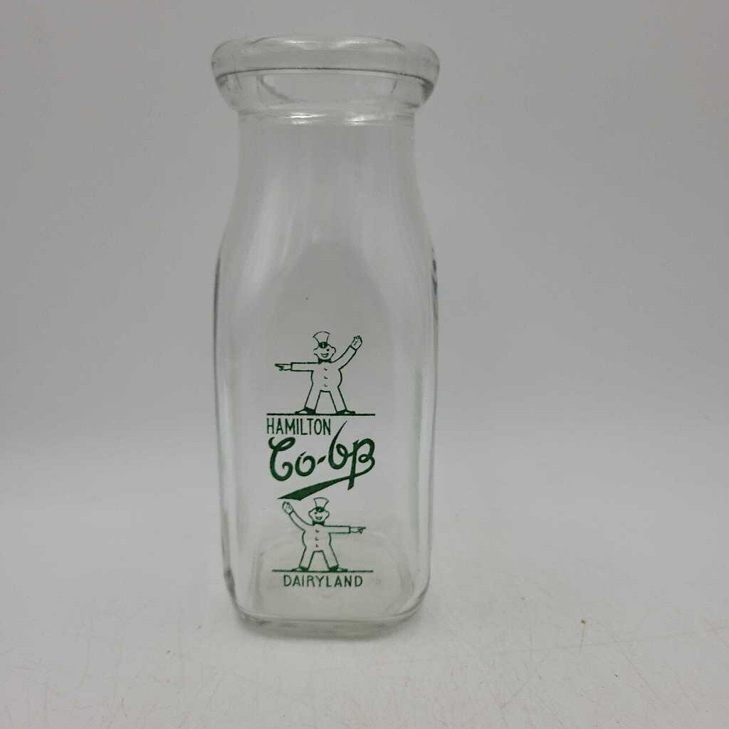 Hamilton Co Op half Pint Milk Bottle Dairyland Hamilton (Jef)