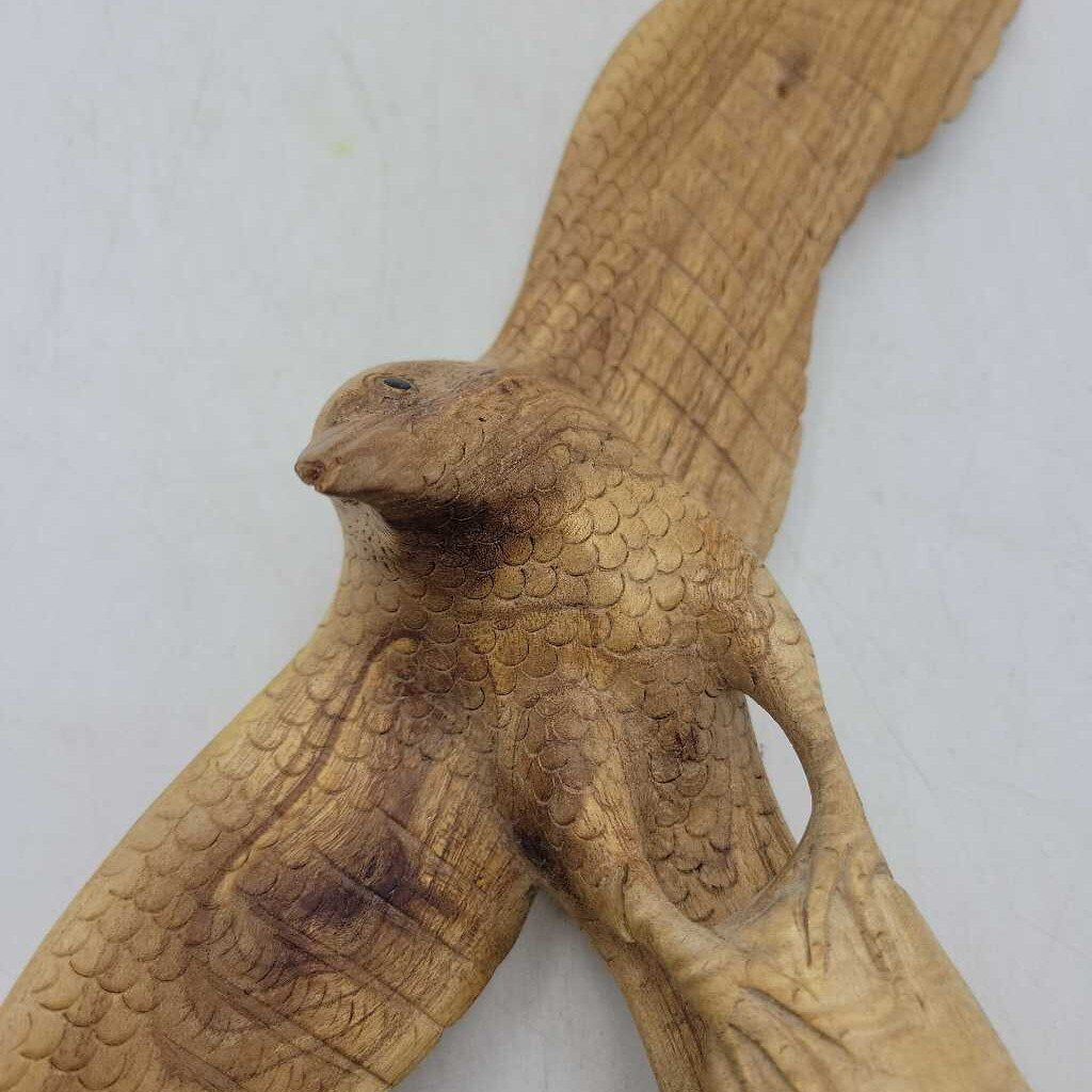 Hand Carved Eagle in Flight on Burl - Artist Signed (RV)