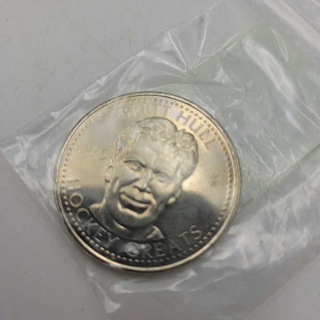 1996 Hockey Greats Coin Brett Hall (JAS)