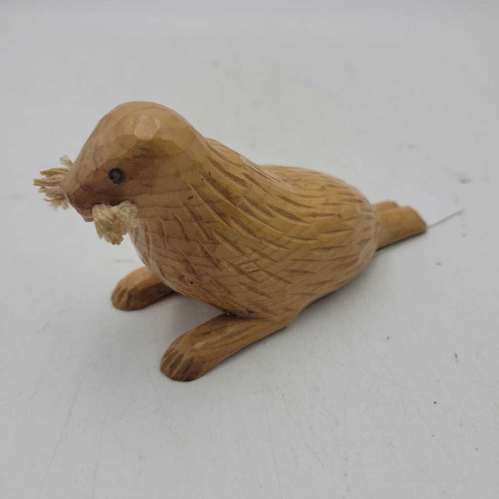Handmade Wooden Carving Seal Cornack NFLD