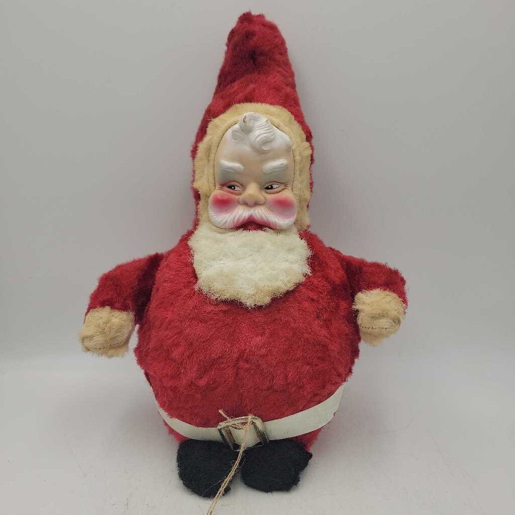 Vintage 1950's Bijou Roily Poly Rubber-Faced Plush Santa (New York) (SAL)