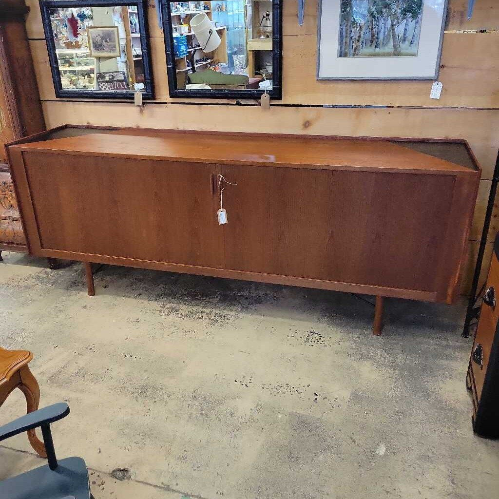 HB2 Danish Mid Century Modern Teak Tambour Credenza
