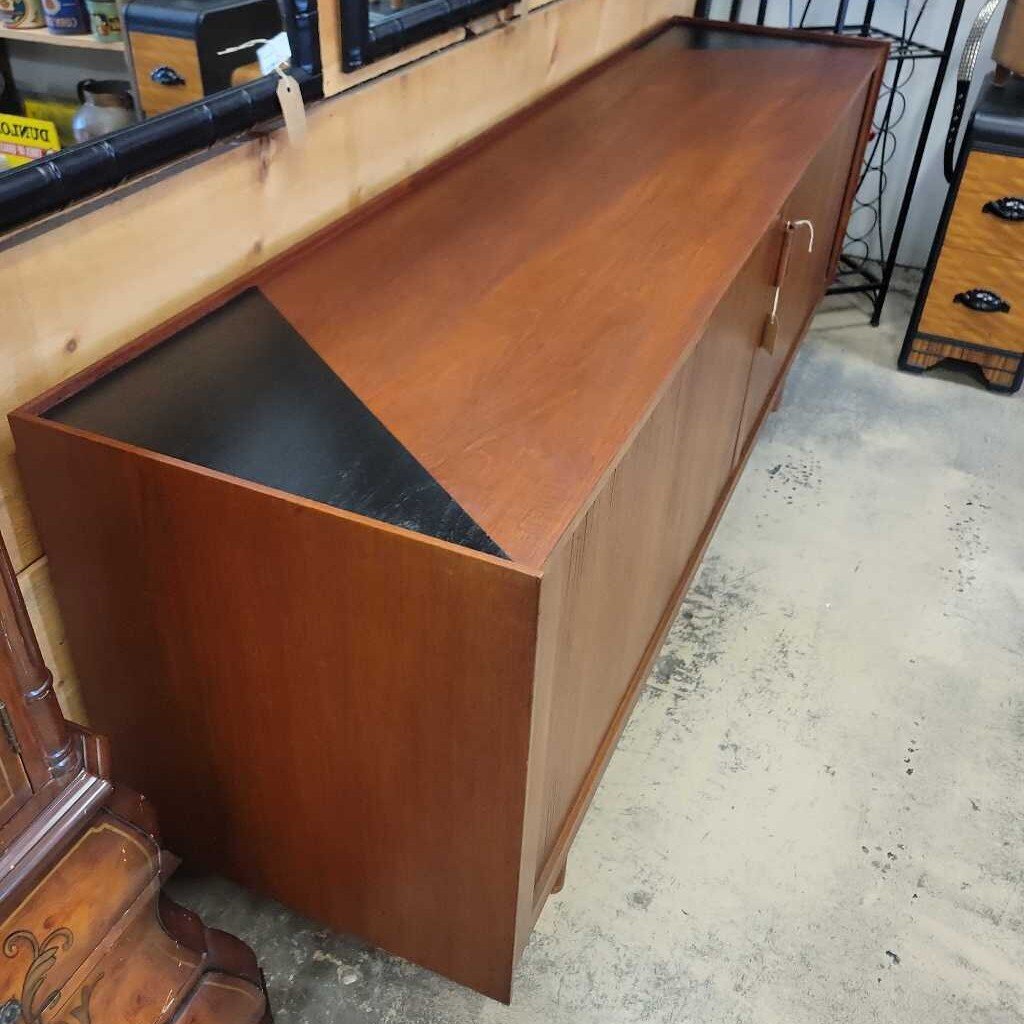 HB2 Danish Mid Century Modern Teak Tambour Credenza