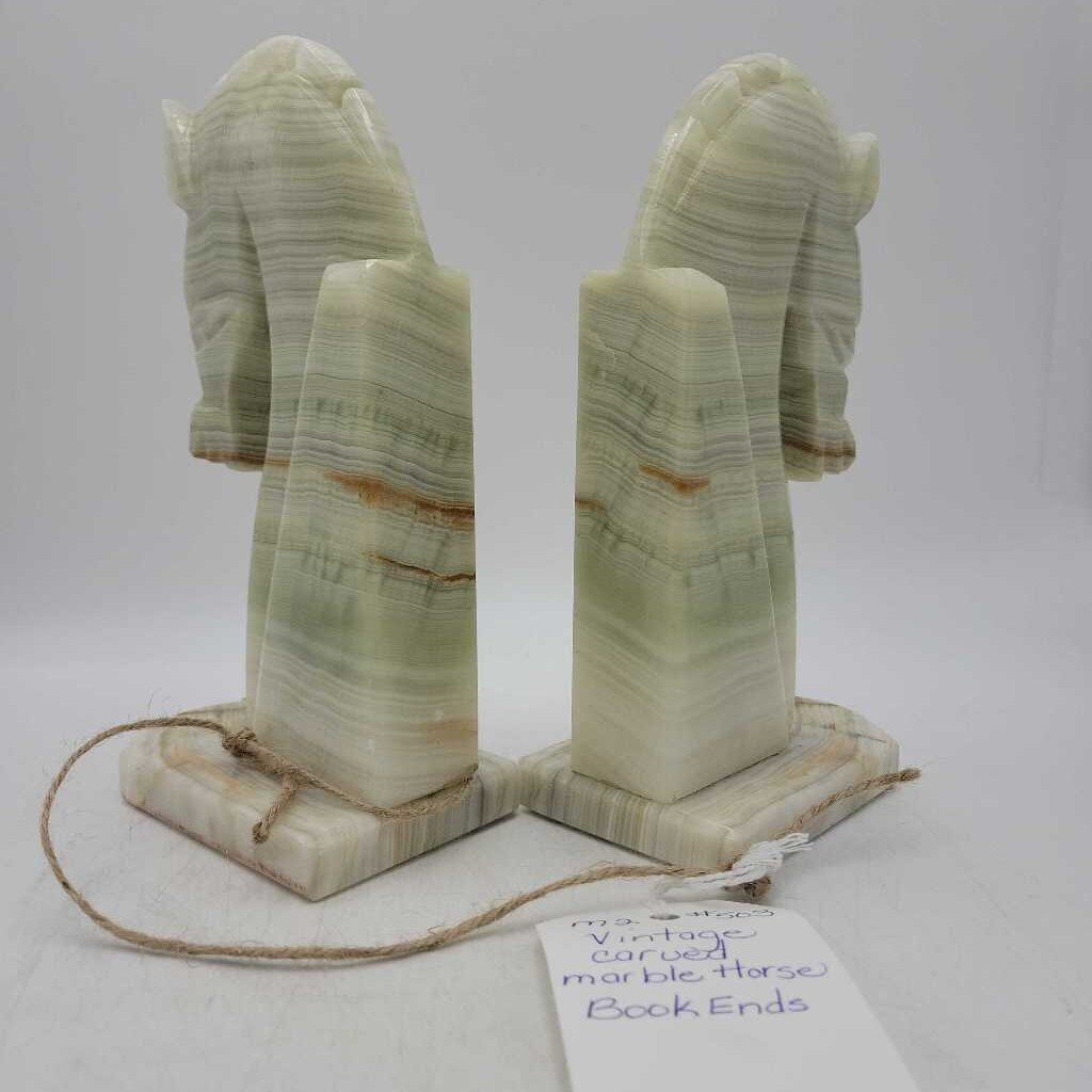 Vintage Carved Marble Horse Bookends (M2) # 503