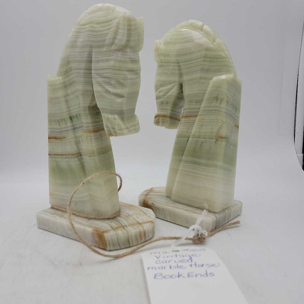 Vintage Carved Marble Horse Bookends (M2) # 503