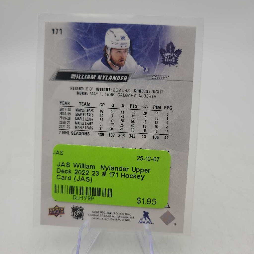 William Nylander Upper Deck 2022 23 # 171 Hockey Card (JAS)
