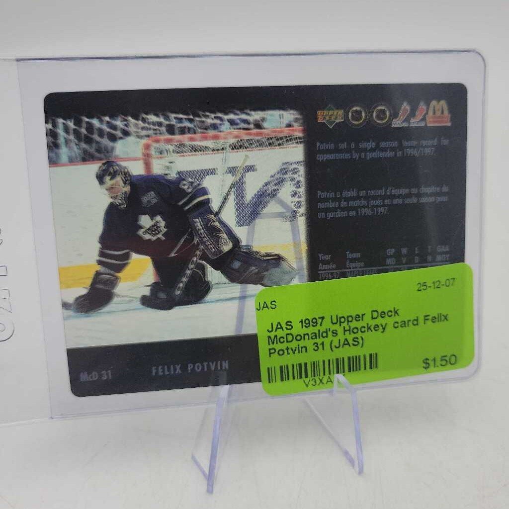 1997 Upper Deck McDonald's Hockey card Felix Potvin 31 (JAS)
