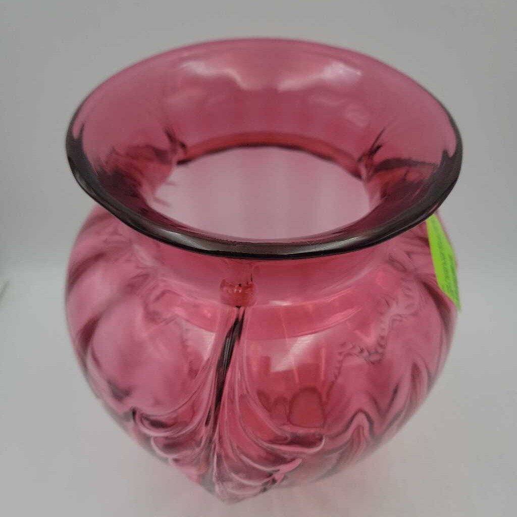 Fenton Cranberry Glass vase (DS) 3485