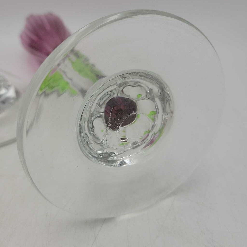 Cranberry Vases pair Signed (DEB)