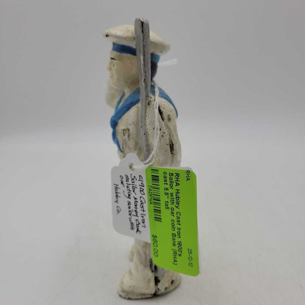 Hubley Cast Iron 1900's Sailor with oar coin Bank (RHA)