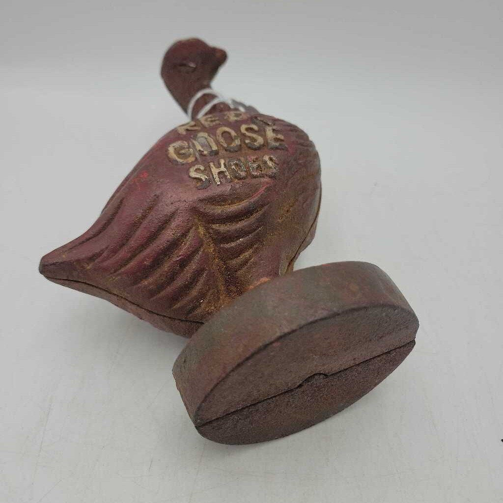 Cast Iron coin Bank Red Goose Shoes 1930's (RHA)