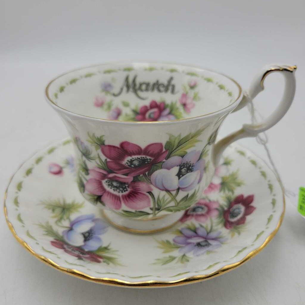 Royal Albert "March" Anemones cup and saucer (DEB))