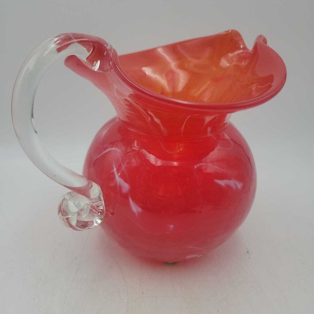 hand-blown ruby red art glass pitcher (BG)
