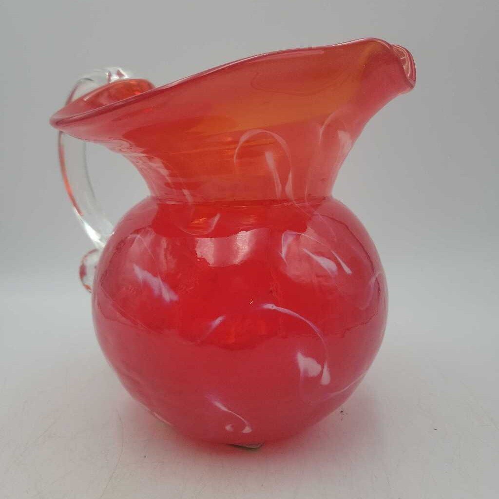 hand-blown ruby red art glass pitcher (BG)