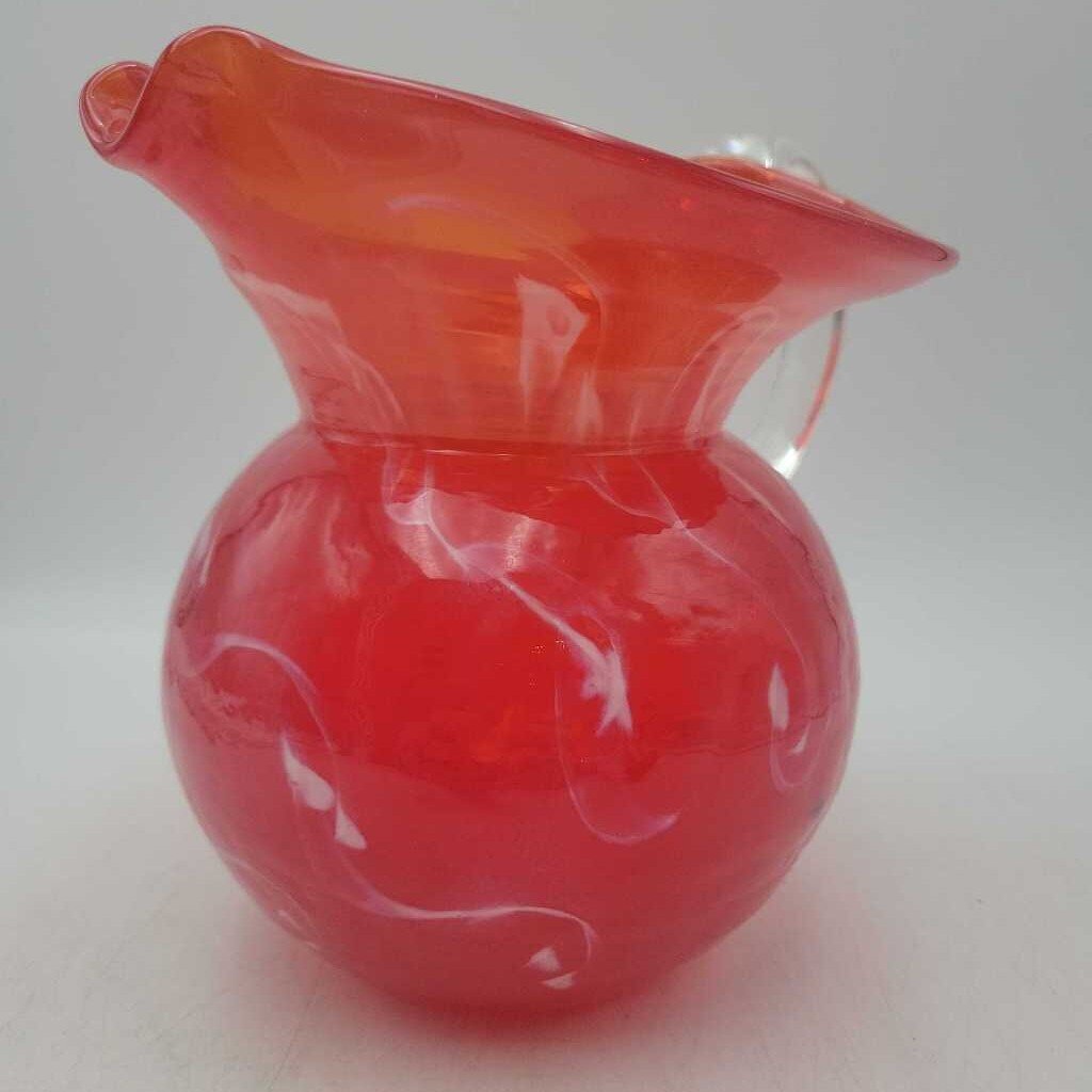 hand-blown ruby red art glass pitcher (BG)
